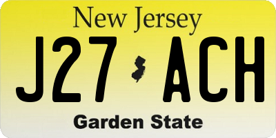 NJ license plate J27ACH