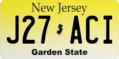 NJ license plate J27ACI