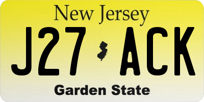 NJ license plate J27ACK