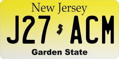 NJ license plate J27ACM