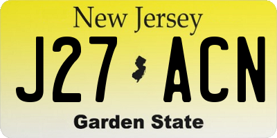NJ license plate J27ACN