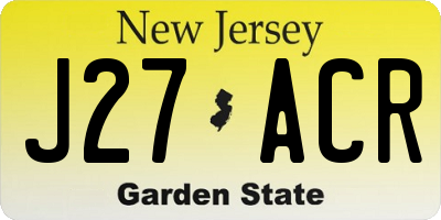 NJ license plate J27ACR
