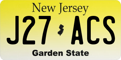 NJ license plate J27ACS
