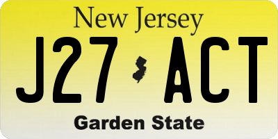 NJ license plate J27ACT