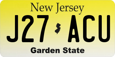 NJ license plate J27ACU