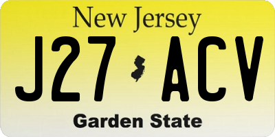 NJ license plate J27ACV