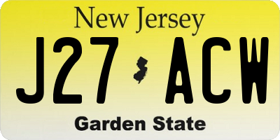 NJ license plate J27ACW