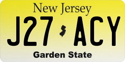 NJ license plate J27ACY