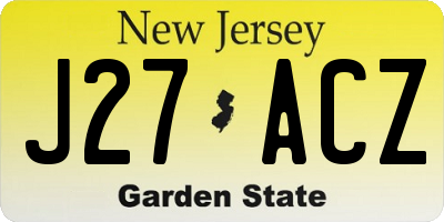 NJ license plate J27ACZ