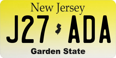 NJ license plate J27ADA