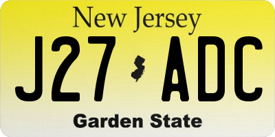 NJ license plate J27ADC