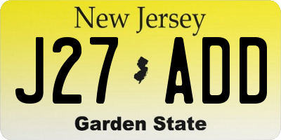 NJ license plate J27ADD