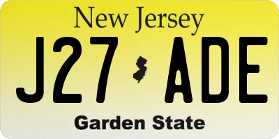 NJ license plate J27ADE
