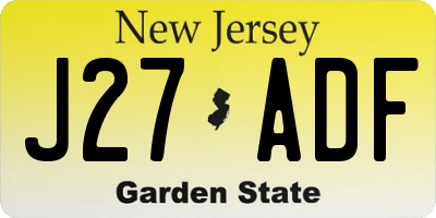 NJ license plate J27ADF