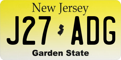 NJ license plate J27ADG