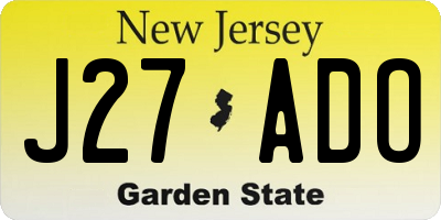 NJ license plate J27ADO