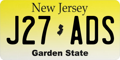 NJ license plate J27ADS
