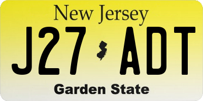 NJ license plate J27ADT