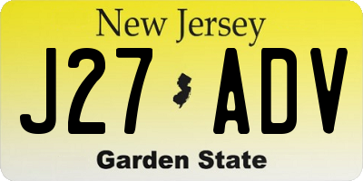 NJ license plate J27ADV