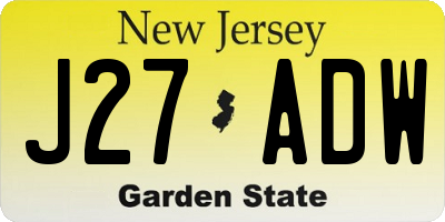 NJ license plate J27ADW