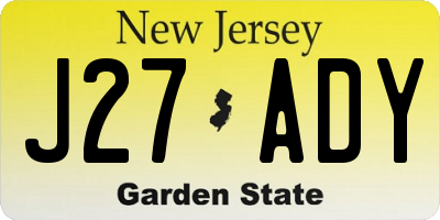 NJ license plate J27ADY