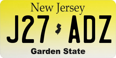 NJ license plate J27ADZ
