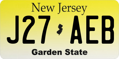 NJ license plate J27AEB
