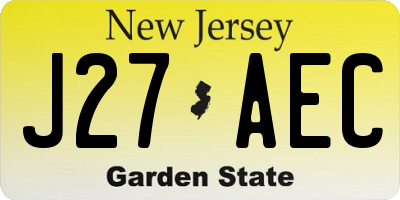NJ license plate J27AEC
