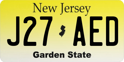 NJ license plate J27AED