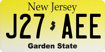 NJ license plate J27AEE