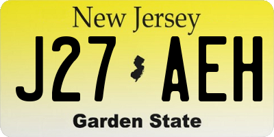NJ license plate J27AEH