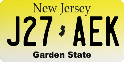 NJ license plate J27AEK