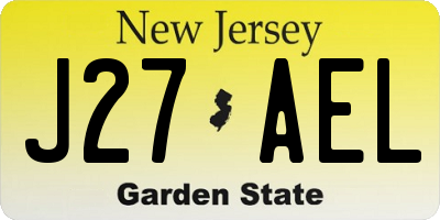 NJ license plate J27AEL