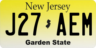 NJ license plate J27AEM