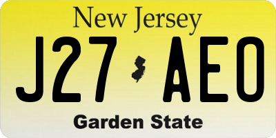 NJ license plate J27AEO