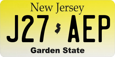 NJ license plate J27AEP
