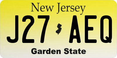 NJ license plate J27AEQ