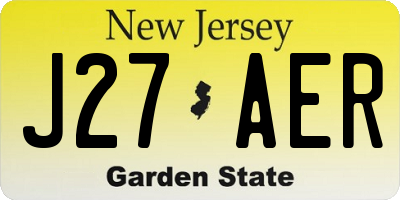 NJ license plate J27AER