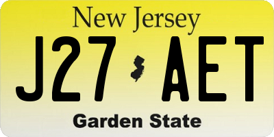 NJ license plate J27AET