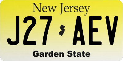 NJ license plate J27AEV