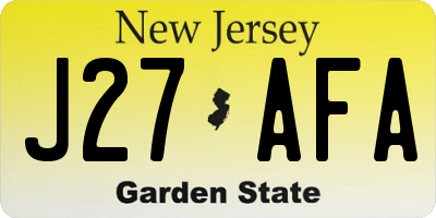 NJ license plate J27AFA