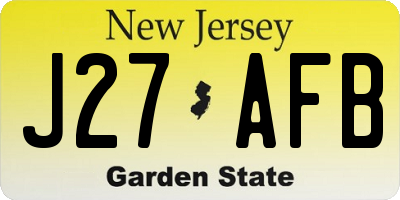 NJ license plate J27AFB
