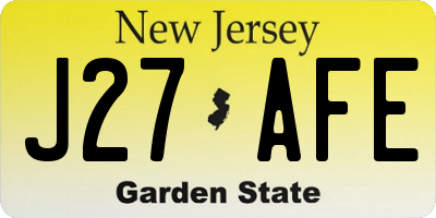 NJ license plate J27AFE