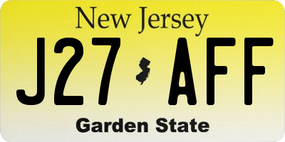 NJ license plate J27AFF