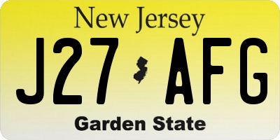 NJ license plate J27AFG