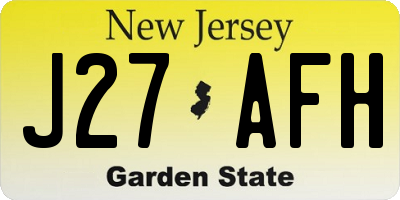 NJ license plate J27AFH