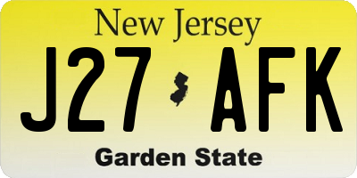 NJ license plate J27AFK