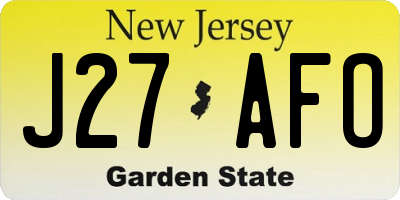 NJ license plate J27AFO