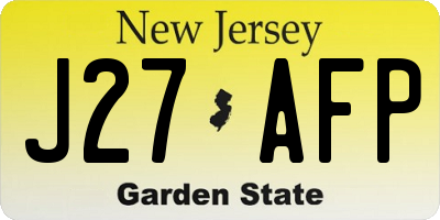 NJ license plate J27AFP