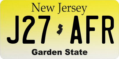 NJ license plate J27AFR